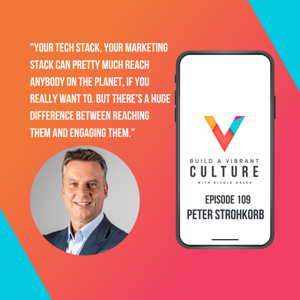 "Your tech stack, your marketing stack can pretty much reach anybody on the planet, if you really want to. But there's a huge difference between reaching them and engaging them." Peter Strohkorb, Episode 109